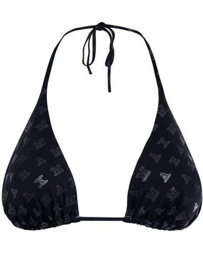 Max Mara Jersey Triangle Bikini Top W/ Monogram - Black