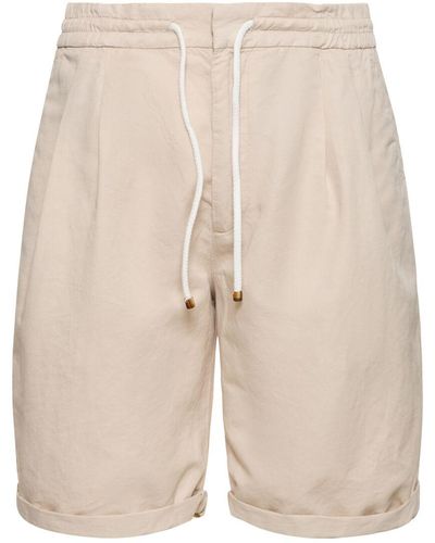 Brunello Cucinelli Shorts de algodón y lino - Neutro