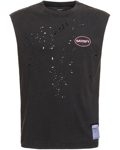 Satisfy Tank top mothtech muscle in cotone - Nero