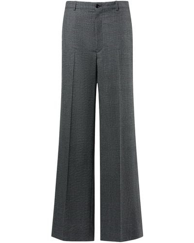 Balenciaga Tailored Wool Regular Fit Trousers - Grey