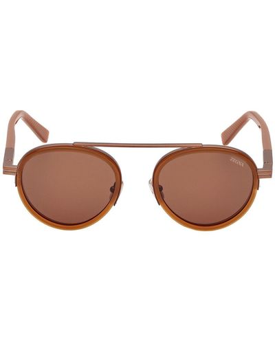 Zegna Orizzonte Ii Acetate Sunglasses - Brown