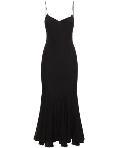 ANDAMANE Rosie Flared Silk Midi Slip Dress - Black