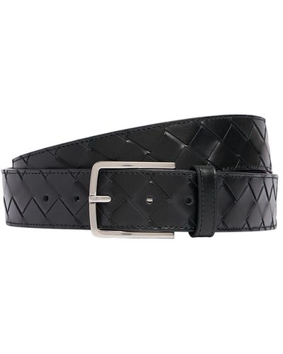 Bottega Veneta 3.5Cm Intrecciato Leather Belt - Gray