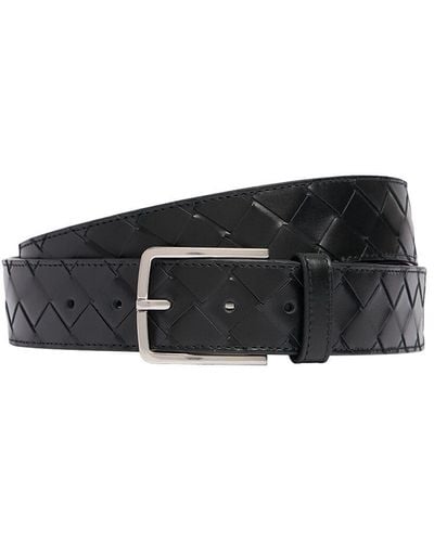 Bottega Veneta 3.5Cm Intrecciato Leather Belt - Grey