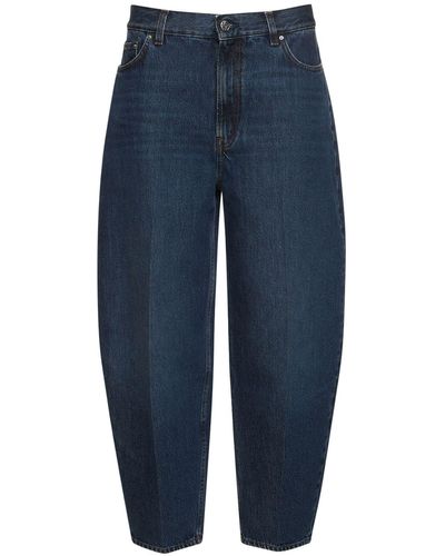 Totême Tapered Cotton Denim Wide Jeans - Blue