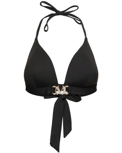 Max Mara Astra Logo Jersey Triangle Bikini Top - Black