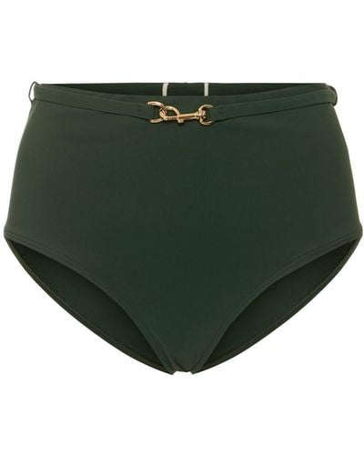 Tory Burch Clip High Waist Bikini Bottoms - Green