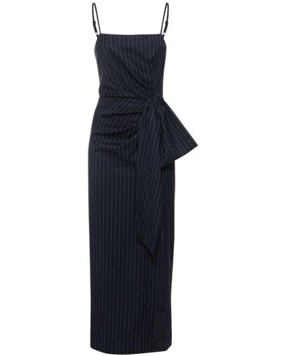 MSGM Wool Blend Midi Dress W/bow - Black