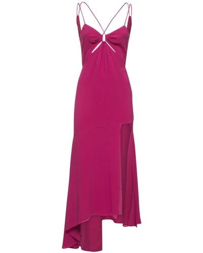 ANDAMANE Layla Stretch Silk Georgette Midi Dress - Purple
