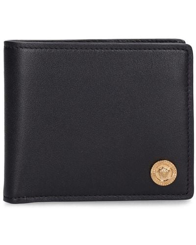 Versace Portefeuille en cuir avec porte-monnaie - Noir