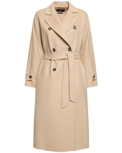 Weekend by Maxmara Affetto Long Wool Blend Trench Coat - Natural