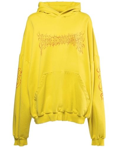 Balenciaga Sudadera de algodón con capucha - Amarillo