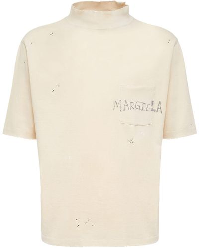 Maison Margiela Besticktes T-shirt Aus Baumwolljersey - Natur