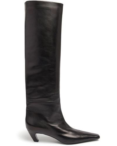 Khaite Davis Leather Knee Boots - Black