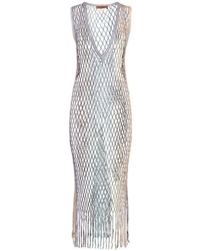Missoni Langes Kleid Aus Lurexnetz - Weiß