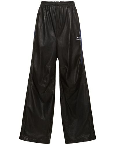 Balenciaga Leather Track Trousers - Black