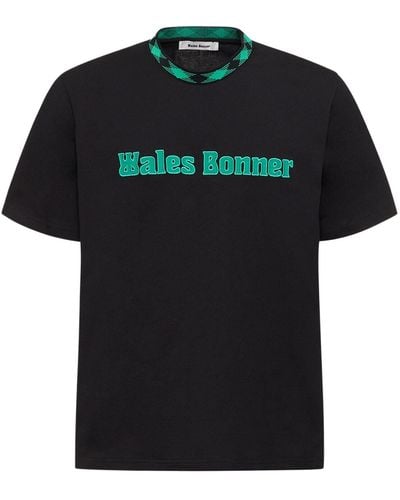Wales Bonner T-shirt in cotone con logo - Nero