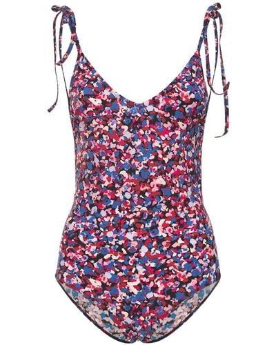 Isabel Marant Swan Printed One Piece Swimsuit - Red