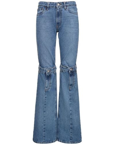 Coperni Open-Knee Cotton Straight Jeans - Blue