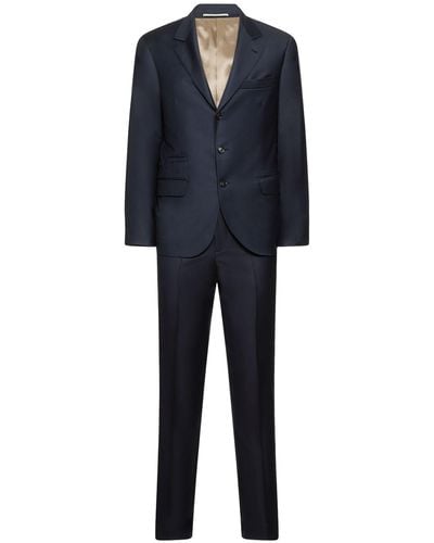 Brunello Cucinelli Wool Double Breasted Suit - Black