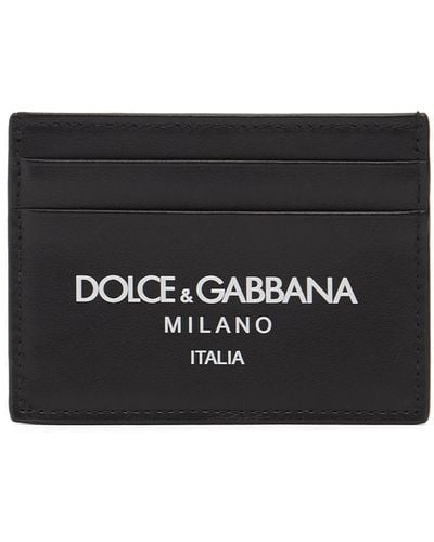 Dolce & Gabbana Printed Logo Leather Card Holder - Black