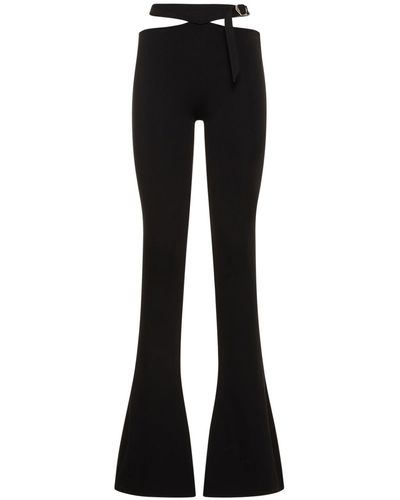 The Attico Compact Tech Jersey Cutout Flared Trousers - Black