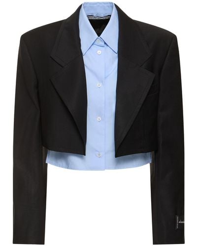 Alexander Wang Pre-styled Cropped Blazer Shirt - Black