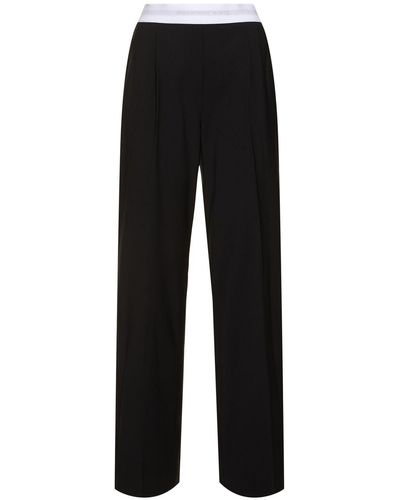 Alexander Wang High Waisted Pleated Wool Trousers - Black