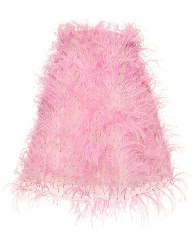 Oscar de la Renta Feather-detail Strapless Minidress - Pink