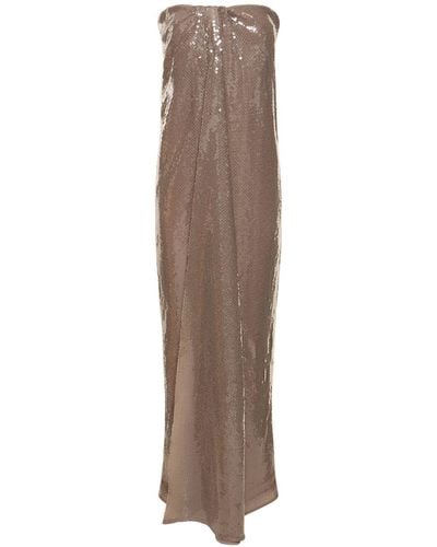 16Arlington Mirai Sequined Strapless Long Dress - Brown