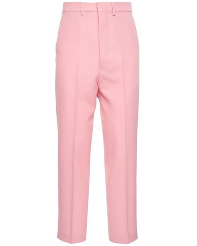 Ami Paris Wool Gabardine Trousers - Pink