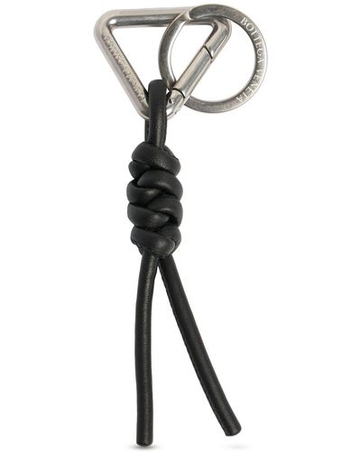 Bottega Veneta Triangle Leather Key Ring - Black