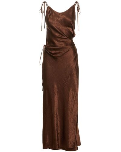 Acne Studios Satin Self-tie Long Dress - Brown