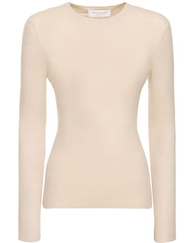 Michael Kors Rib Knit Cashmere Top - Natural