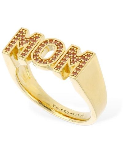 Maria Black Mom Rose Crystal Ring - Metallic