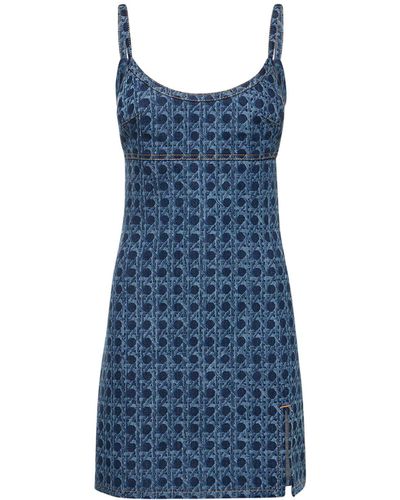 Giambattista Valli Vestito in denim con logo - Blu