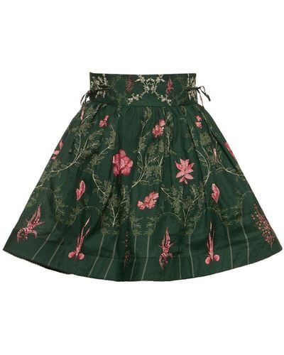 Agua Bendita Nori Encaje Linen Mini Skirt - Green