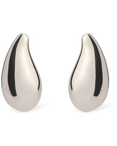 Courreges Drop Metal Clip Earrings - White