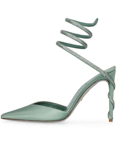 Rene Caovilla 105Mm Embellished Satin Court Shoes - Green