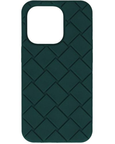 Bottega Veneta Cover iphone 14 pro intreccio in silicone - Verde