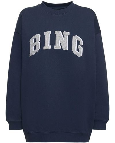 Anine Bing Sweat-shirt en coton mélangé à logo tyler - Bleu