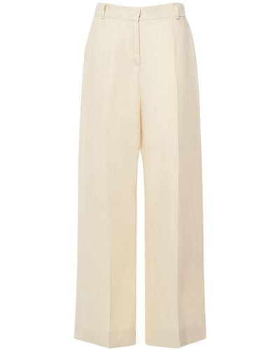 Weekend by Maxmara Malizia Linen Canvas Wide Trousers - Natural