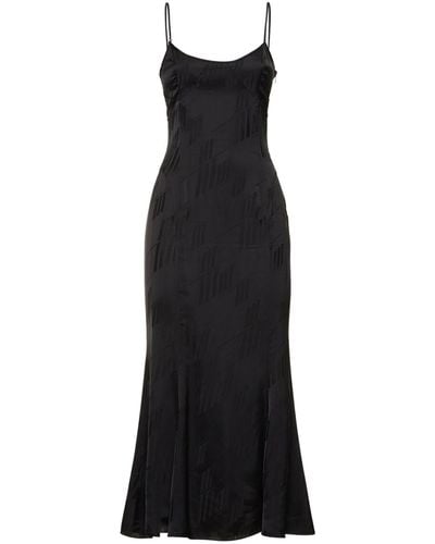 The Attico Jacquard Satin Sleeveless Midi Dress - Black