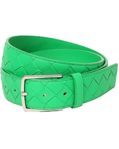 Bottega Veneta 3.5Cm New Intreccio Buckle Leather Belt - Green
