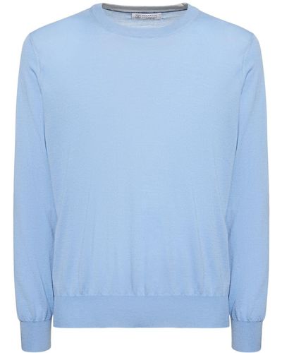 Brunello Cucinelli Suéter de lana y cashmere - Azul