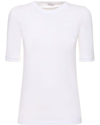 Brunello Cucinelli T-shirt en jersey stretch - Blanc