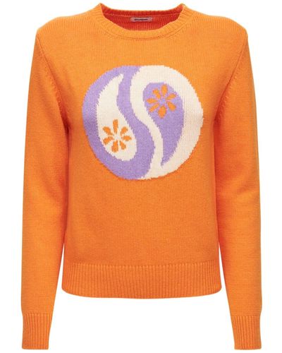 GIMAGUAS Aletta Wool Blend Intarsia Sweater - Orange