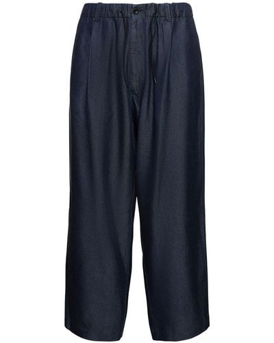 Giorgio Armani Pantalon à taille élastique en lyocell - Bleu