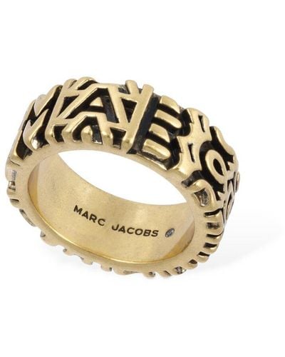 Marc Jacobs Bague à monogramme gravé - Métallisé