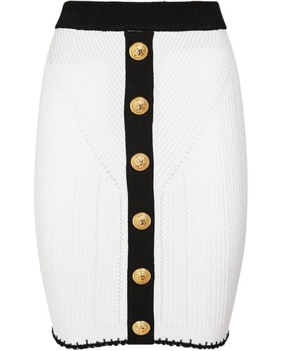Balmain Viscose Knit Midi Pencil Skirt - White